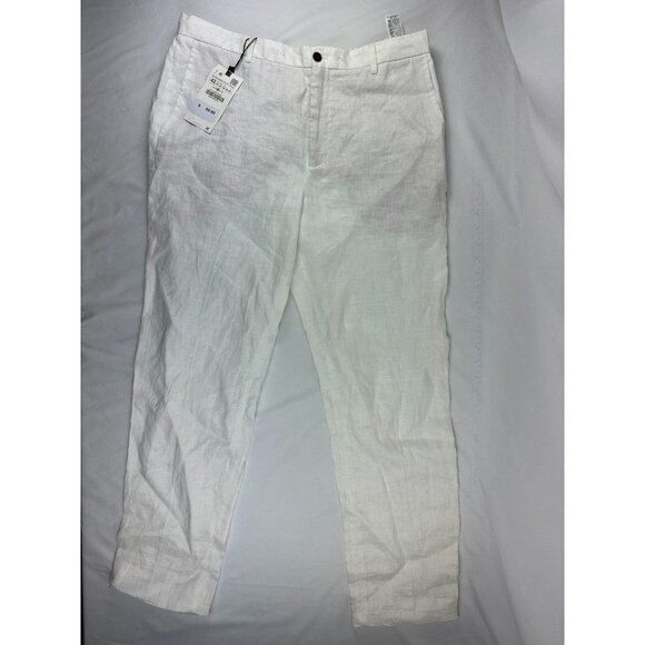 NWT Zara Men’s Relaxed Fit Cotton Linen Pants Oyster White Size 32 - Picture 1 of 9